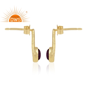 Pendientes colgantes triangulares de piedras preciosas de amatista Natural chapados en oro de 18 quilates de Plata de Ley 925, joyería personalizada para mujer, regalo para ella - Product Image 3
