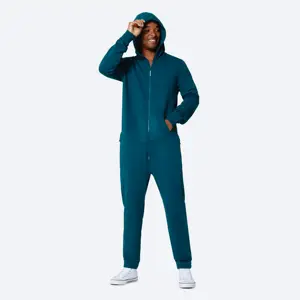 Onesie Wholesale Custom Men Plush Fleece Pajamas Contrast Onesie Warm Sleepwear