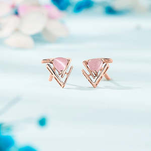 Tri Flair Gold <b>Hoop</b> Stud Earrings for Women-Trendy Geometric Diamond Accent Party Jewelry - Product Image 1
