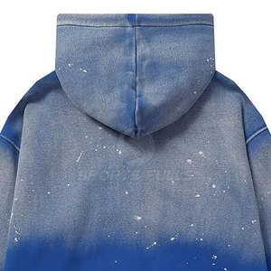 Sudadera con Capucha de Invierno para Hombre, Estilo Urbano Vintage, Bordado Desgastado, Corte Regular, Felpa - Product Image 4