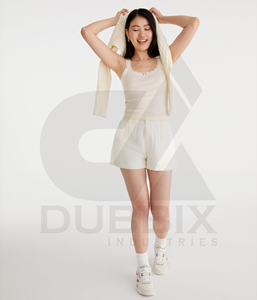 กางเกงขาสั้นสำหรับผู้หญิงกางเกงขาสั้น100% ผ้าฝ้ายแบบปรับแต่งโลโก้ได้ลายสติกเกอร์สี - Product Image 4