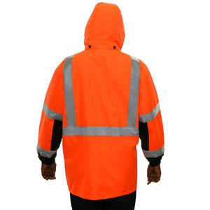 เสื้อแจ็คเก็ตนิรภัยสำหรับผู้ชายแบบสะท้อนแสง ทนทาน กันน้ำ ไฟ LED โพลีเอสเตอร์ มาตรฐาน ANSI ระดับ 2 ปรับแต่งได้ - Product Image 4