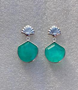 Pendiente de Esmeralda colombiana hecho a mano de plata de ley 925, hermoso pendiente de mujer, pendiente de Esmeralda - Product Image 3