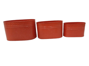 Juego de 3 Macetas Ovaladas de Metal para Plantas de Interior y Exterior, Juego de Macetas Decorativas de Hierro para Hogar, Jardín, Balcón, Decoración de Mesa - Product Image 2