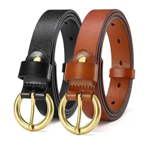 2023 Latest fashionable leather belts pure leather lightweight stylish belts for women's with custom buckled color