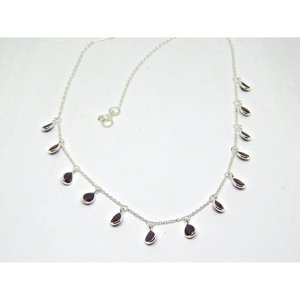 Collier grenat en argent sterling 925 fait à la main avec améthyste Vintage Art déco Style lunette Design pour cadeau - Product Image 1