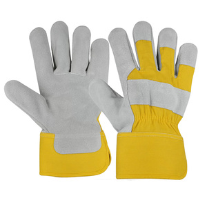 Guantes DE SEGURIDAD amarillos de vaca, venta al por mayor, guantes de mano de soldadura, soldadores largos de cuero, guantes de trabajador de vaca, trabajo de cuero de grado resistente - Product Image 1