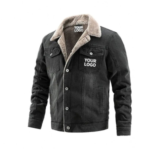Veste en jean pour hommes taille XL Streetwear décontracté col montant capuche tissu léger coupe hiver Vintage Style teint traité Vente en gros - Product Image 1