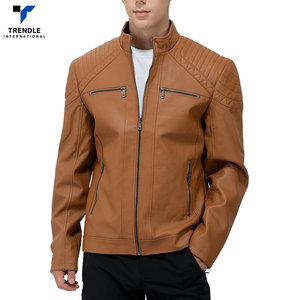 Blousons d'hiver en cuir pour hommes, fabriqués au Pakistan, à col montant fin, avec logo frontal, haute qualité, style urbain, respirants - Product Image 3