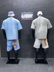 Ensemble de vêtements d'extérieur 100% coton pour hommes du fabricant de vêtements Ensemble de shorts d'été Streetwear imprimé graphique surdimensionné délavés à l'acide - Product Image 2