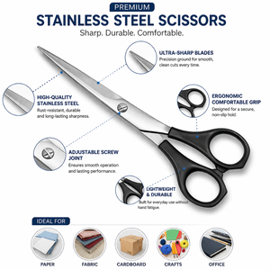 Precision Cutting Scissors Stainless Steel <b>Long</b> Blade Ergonomic <b>Handle</b> Professional Office Craft Sewing <b>Shears</b> - Product Image 2