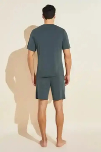 Ropa de gimnasia personalizada OEM al por mayor para hombres, camisetas y pantalones cortos de entrenamiento de algodón ajustados, ropa de moda informal con patrón sólido para correr - Product Image 2