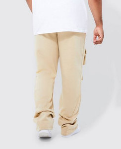 Pantalon de survêtement taille haute avec logo personnalisé Pantalon évasé vierge surdimensionné à rayures latérales en coton à carreaux avec fermeture à la taille élastique - Product Image 2