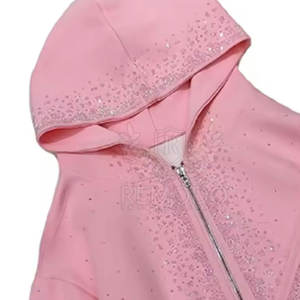 Ensemble de survêtement deux pièces pour femme, décontracté, uni, avec strass, style jogging, vente en gros - Product Image 6