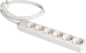 Presa multipla bianca con 6 prese, 1,5 m, 250 V 16 A, 3x1,5 mm² (Solera 8016) - Product Image 1