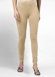 Trendmalls Leggings femme super peigné coton élasthanne extensible Churidar longueur avec ceinture Ultrasoft (WL03-Beige) - Product Image 2