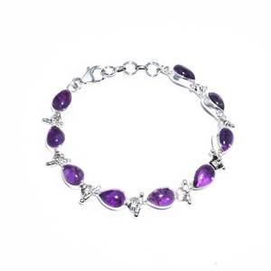 Exclusif Argent Sterling 925 Naturel Multi Améthyste Pierres Précieuses Lunette Réglage À La Main Déclaration Bracelet Bijoux De Mode Pour Elle - Product Image 3