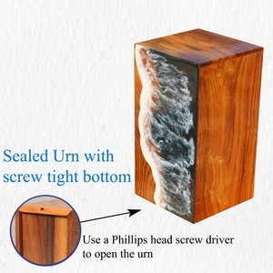 Super Offers Premium Modern <b>Memorial</b> Cremation Urn Rectangle Shape Handmade Wooden & Epoxy Resin Designed for Outdoor Use - Product Image 5