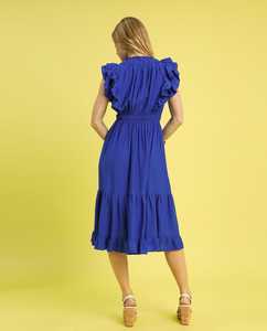 เดรสแม็กซี่ยาวถึงเข่าสำหรับผู้หญิงชุดเดรสลำลองแขนกุดทรงหลวมคอวีแบบหรูหราสำหรับฤดูร้อน - Product Image 2