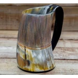 AUTHENTIC Best Quality Natural Water Buffalo Horn Tankard Polished Animal Style <b>Viking</b> Carving Mug Beer Decoration - Product Image 1