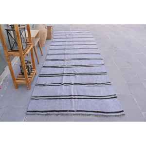 Alfombra de 4.1x11.5 pies, Alfombra turca tipo runner, Alfombra gris con motivos de plantas y árboles - Product Image 1