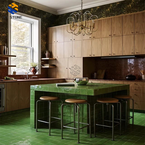 Piano Cucina in Marmo <span class=keywords><strong>Verde</strong></span> Schiuma Marina Raffinato per Casa, Appartamento, Hotel, Preparazione e Servizio Cibo, <span class=keywords><strong>Verde</strong></span> Tenue - Product Image 3
