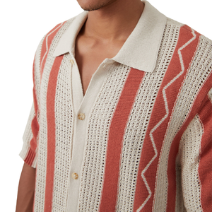 Pull côtelé décontracté polo tricoté respirant pulls cardigan à col rond pour hommes unisexe coupe décontractée - Product Image 3