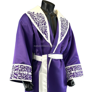 Custom Fight Wear <b>Boxing</b> <b>Robe</b> Smooth Satin Walkout Outfit Hooded Training and Match Apparel - Product Image 1