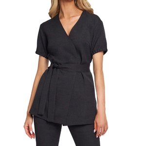 Custom Logo Polyester Katoenen Wrap Stijl Salon <span class=keywords><strong>Spa</strong></span> Uniformen Lange Mouw Schoonheidsspecialiste & Receptioniste Tuniek Voor Meisjes - Product Image 6