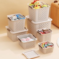 Boîte de rangement carrée en plastique, bac de rangement creux empilable, panier de rangement pour vêtements, conteneur pour jouets, bac de rangement domestique, boîte de rangement