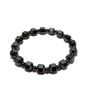 Handmade Crystal <b>Bracelet</b> with Hematite Cube & Round <b>Beads</b> Fashion Jewelry for <b>Men</b> and Women Feng Shui Style Energy Gift - Product Image 3