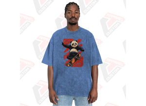 T-shirt élégant délavé à l'acide pour homme Design tendance confortable avec appliques écologiques pour l'été en velours côtelé batik denim - Product Image 4