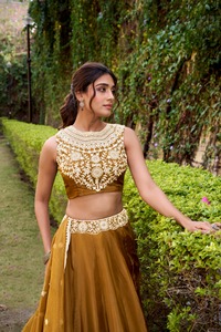 High Quality Chanda Silk Lehenga Choli For Women And Plain With Sequins And Thread Embroidery Work Lehenga Choli For Women - Product Image 3