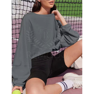 Venta en línea Crop Top Sudaderas en LOW MOQ Slim Fit Sudaderas Casual Wear Crop Top Sudaderas para adultos - Product Image 5