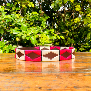 เข็มขัดโปโลสไตล์ลำลองของผู้ชายหัวเข็มขัด100% ทองเหลือง oeb สีขาวชมพูด้ายหนังแท้รีไซเคิล - Product Image 4