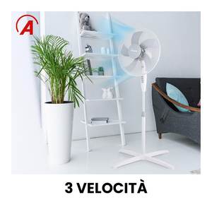Ventilador de Pie STEELO 40PW Blanco y Gris con 5 Aspas, 50W, 40cm, Modelo AR5ST40PW - Product Image 3