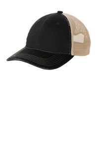 Port Authority Distressed Mesh Back Snapback Trucker Hat-logo brodé personnalisé disponible - Product Image 2