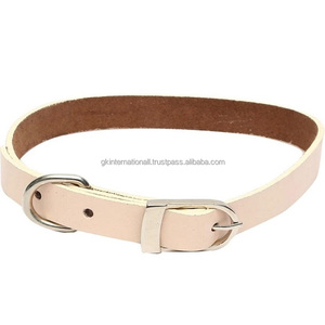 Venta caliente al por mayor de encargo de la nueva moda duradera de cuero auténtico Collar de perro en blanco de cuero de primera calidad con hebilla elegante - Product Image 3