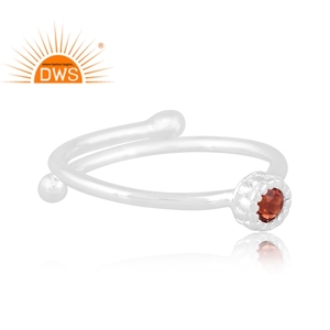 แหวนพลอยโกเมนธรรมชาติแบบเรียงซ้อนได้เงินแท้ปรับแต่งได้ - Product Image 3