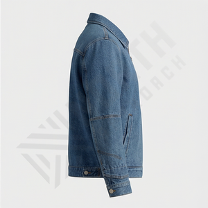 Ensemble de vêtements décontractés pour hommes, jean en denim à col montant réversible, logo sur le devant, coupe ajustée, veste d'hiver streetwear - Product Image 3
