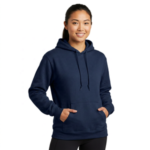 Men's <b>Navy</b> Blue Hooded Fleece <b>Sweatshirt</b> Regular Fit Casual Solid Color Pocket Hoodie Autumn Wear - Product Image 5