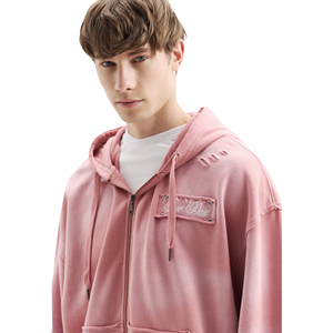 Sweat à capuche en molleton délavé imprimé et brodé pour homme, hiver 2025, 100% coton, streetwear décontracté - Product Image 3