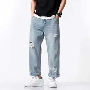 กางเกงยีนส์แบบคลาสสิกสำหรับผู้ชายกางเกงผ้ายีนส์แบบพอดีตัวแบบสบายๆผ้ายีนส์แบบลำลองขาดมีสไตล์สำหรับแฟชั่นสมัยใหม่และวินเทจ - Product Image 1