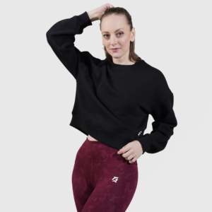 Sweat-shirt noir pour femme Bopper, broderie et impression en relief, en maille de soie, col à capuche, longueur longue, respirant, pour l'entraînement d'automne, taille XS - Product Image 5