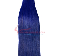 Ekstensi rambut Remy Virgin Vietnam One Piece lurus tulang gelap biru mesin temperatur tinggi tenun rambut pakan ganda