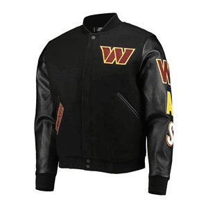 Veste universitaire en mélange de laine à la mode avec des patchs brodés audacieux vêtements d'extérieur à la mode en gros - Product Image 3