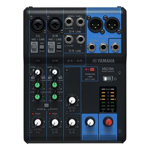 Consola de mezclas Yamaha MG06 de 6 canales con alimentación phantom para estudio y uso en vivo - Product Image 1