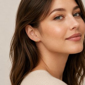 Pendientes de Oro Macizo con Círculo Abierto y Circonita Redonda para Mujer, Joyería Fina, Venta al por Mayor OEM ODM - Product Image 2
