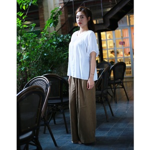 Pantalones de cintura media informales para mujer Pantalones de pierna ancha de rayón transpirable con estilo frontal plano - Product Image 4