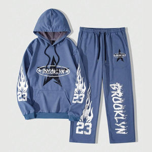 Conjunto Deportivo Personalizado para Hombre al por Mayor 2025, Sudadera con Capucha y Pantalones de Alta Calidad con Estampado de Letras DTF y Hombros Caídos - Product Image 1